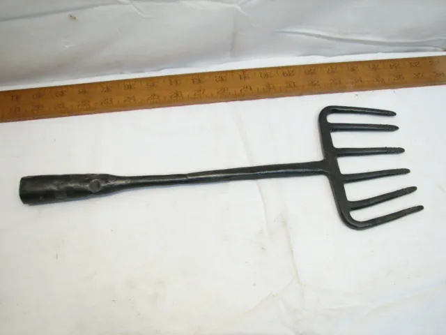 Antique 6-Tine Fish Eel Frog Gig Tool Spear Head Hand Forged Fishing Tool Fork