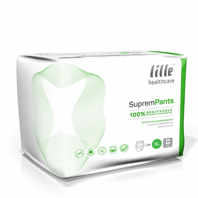 2x Lille Suprem Incontinence Pants -MAXI - XLarge -Pack of 14 -1900ml  28 total
