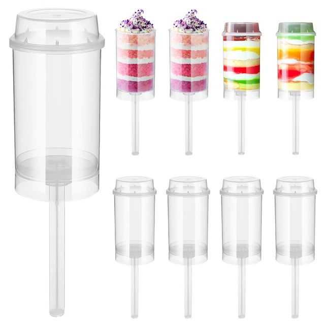 Contenedor transparente portapasteles empujables hágalo usted mismo moldes para pasteles push-up postre