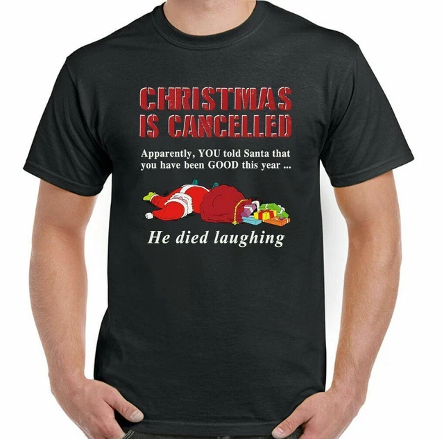 Natale È Cancelled T-Shirt Uomo Divertente Babbo Secret Regalo