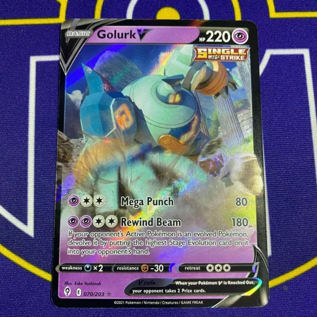 Pokemon TCG Evolving Skies Full Art Single Strike Golurk V 070/203 Ultra  Rare