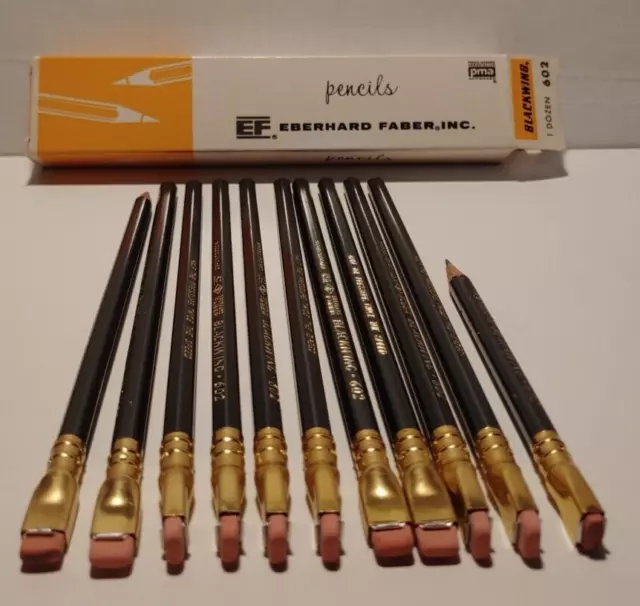 Brand New 9 Vintage Eberhard Faber Blackwing 602 Pencils Original Box + 2 Used