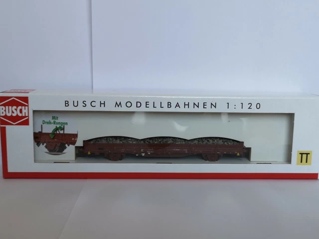 BUSCH 31505 SCALA Tt Carro Pianale DB Con Schotterladung Nuovo Conf