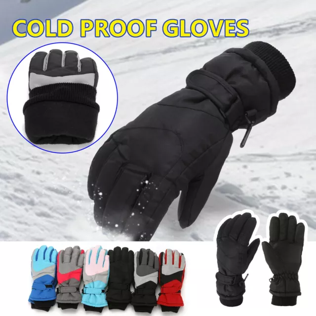 Boys Girls Outdoor Waterproof Windproof Ski Gloves Kids Toddlers Warm Winter AU