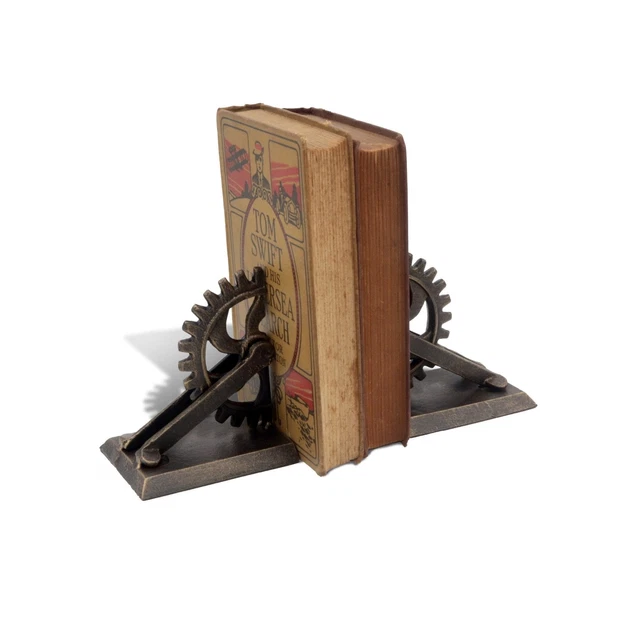 Steampunk Gear & Bracket Cast Iron Bookends - Metal - Pair
