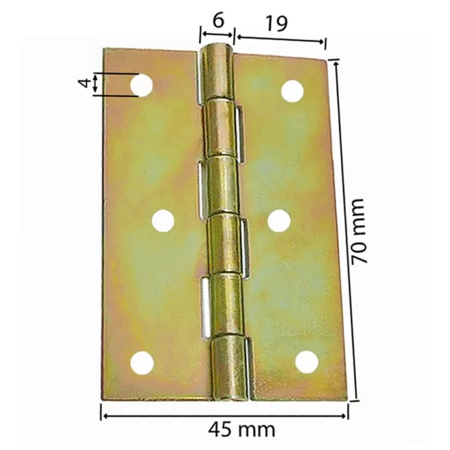 10 cerniere arrotolate 70 x 45 mm cerniere strette per mobili giallo zincato 2