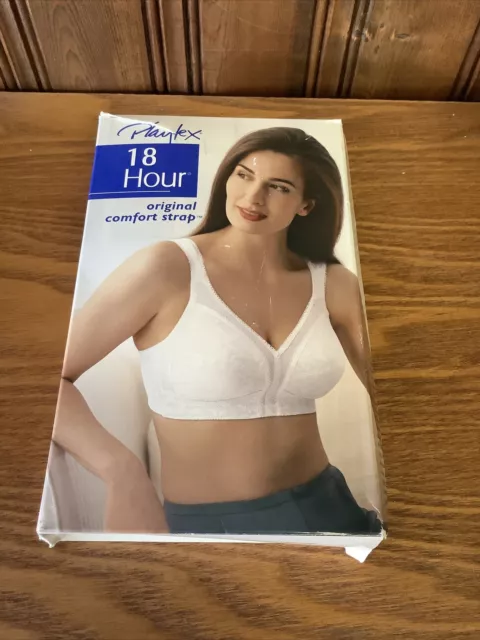 Vtg Playtex 18 Hour Bra White 38D NOS 70s 80s Lingerie Lace Cup Stretch  Strap