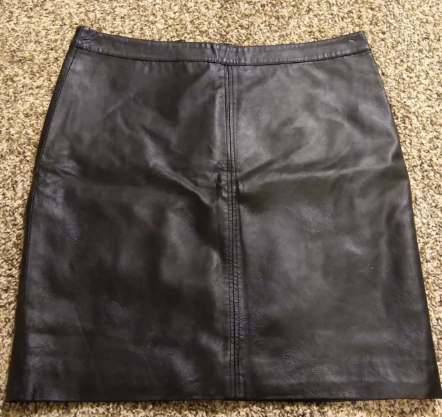 H&M Black Leather Skirt Size 6 Short Straight Zip back