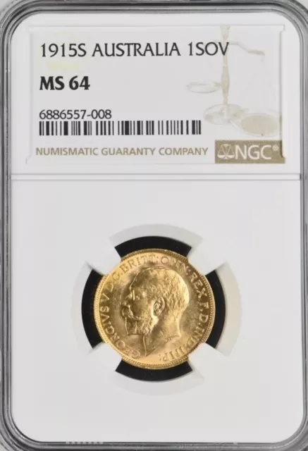 1915-S Australia, One Sovereign Gold Coin, MS 64 NGC.!