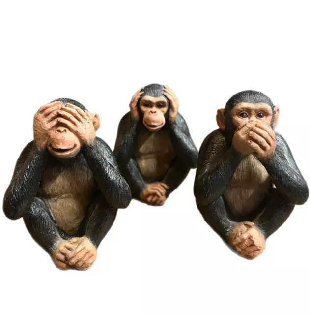 Monkeys 3 Wise Figurines Set Hear See Speak Decor No Evil Resin 4"