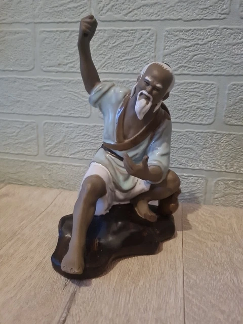 A Large Vintage Chinese Shekwan Mudman Fisherman Figure  c1960 21cm