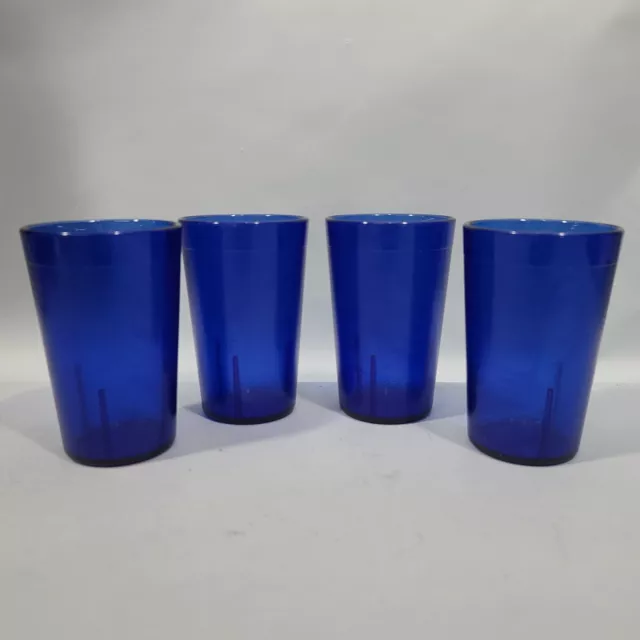 4 Carlisle 5506 Blue 9.5oz Plastic Tumbler Stackable Juice Glass