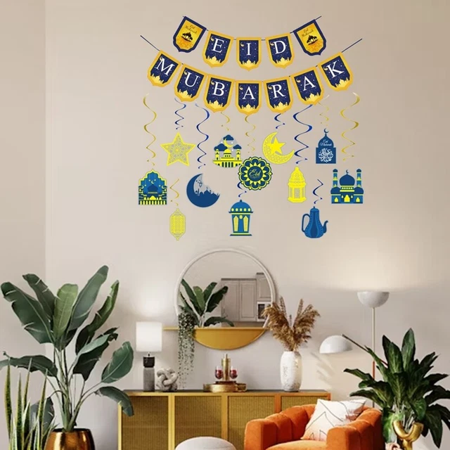 Jute Ramadan Banner – Eid Mubarak Dekoration Mit Stern & Mond, Für Zuhause, Kamin, Party, 20x15 Cm