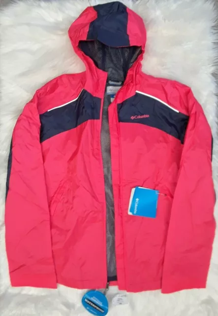 COLUMBIA Girls WET REFLECT Laser Red RAIN JACKET size XL [RG3409] *New w/Tags