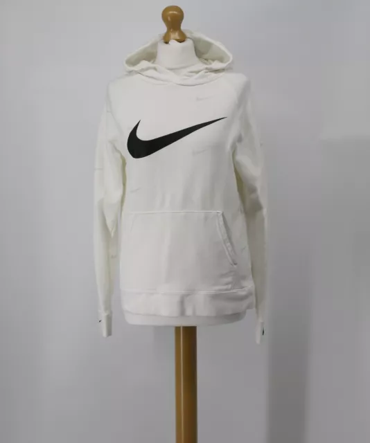 Nike Junior Girls White Swoosh Tick Overhead Hoodie Childrens U
