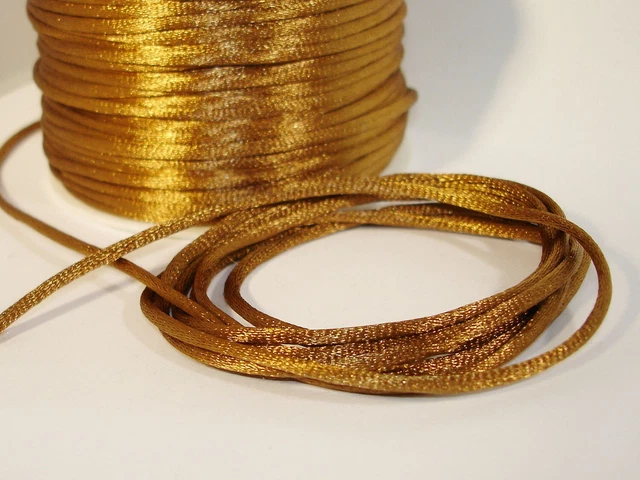 Satinkordel Kordel Schnur, hellbraun, 2mm, 5 Meter #FM30