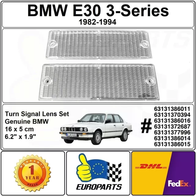 BMW E30 Blinkergläser (2 st. L&R) Weiss (Nicht für M3) 63131386011 Original BMW