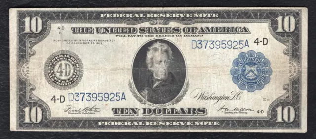 FR. 919a 1914 $10 TEN DOLLARS FRN FEDERAL RESERVE NOTE CLEVELAND, OH VERY FINE