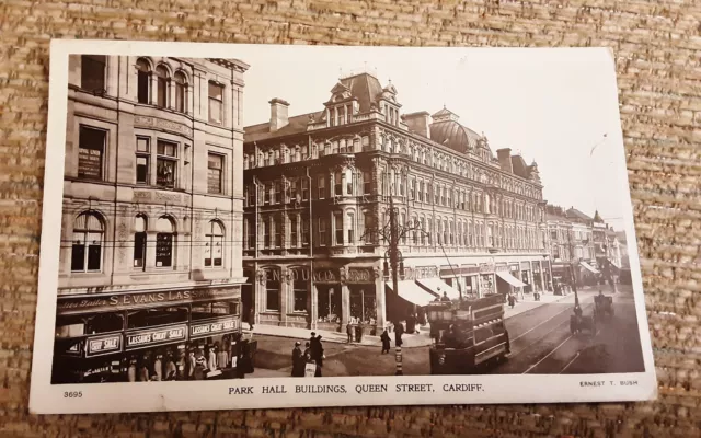 Postcard Wales Glamorgan Cardiff Queen Street Real photograph Royal   p/u 1914