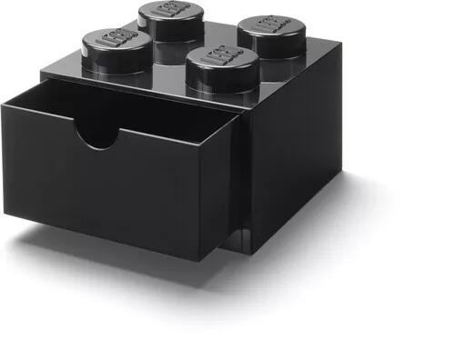 LEGO Desk Drawer Stackable Storage with 4 Knobs, in Black [New Toy] Black, Bri