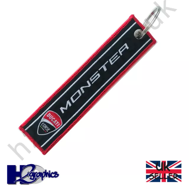 Ducati Monster Embroidered Keyring Key Chain Key Tag UK Seller Fast Shipping