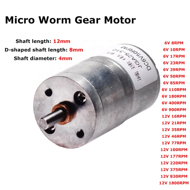 Motore Micro Mini Motoriduttore elettrico a forma di 7 DC 6V-12V 7.2V 9V Riduttore a bassa velocità Worm Gearox Gearox Giocattolo fai da te, Solidamente costruito