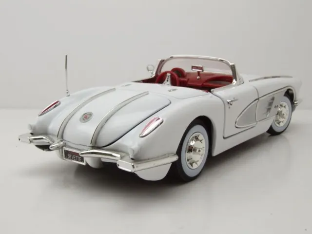 Chevrolet Corvette Cabriolet C1 1958 Modèle de Voiture Blanc 1:18 MotorMax 2