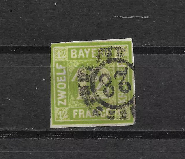 AD Bayern - Nr. 12 - vollrandig Stempelnummer 28 Bergzabern Augsburg - Kw. 100.-