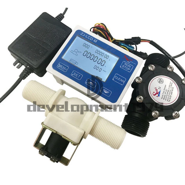 ZJLCDM G1& FLOW Water Sensor Meter+Solenoid valve+Digital LCD Display