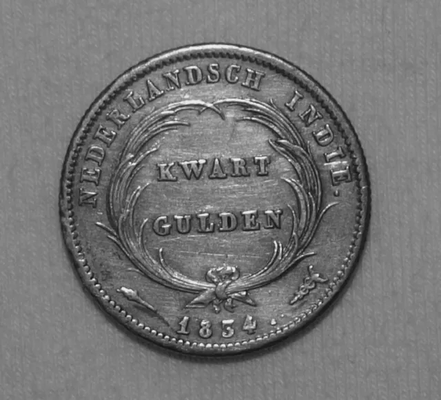 Silver Niederländisch Indien/Netherlands East Indies Willem I,1834,1/4 Gulden XF 2
