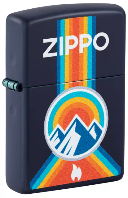 Zippo Logo Mountain Outdoor Logo Navy Matte Windproof Lighter, 48639