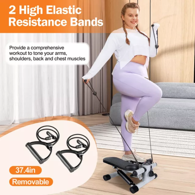 Stair Equipment Mini Stepper Exercise Machine with Resistance Bands LCD Monitor