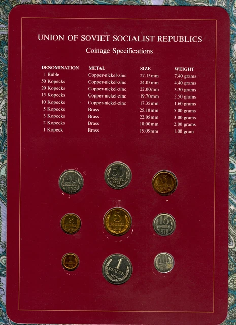 Coin Sets of All Nations USSR Russia 1976-1979 50,20,3 Kopeck 1976 UNC 2