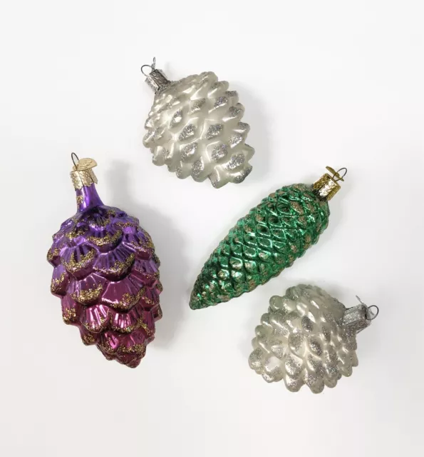 Old World Christmas Set Of Four Pine Cone Tree Ornaments