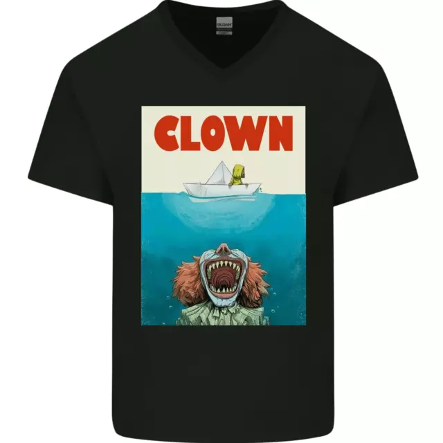 Jaws Funny Parody Clown Halloween Horror Mens V-Neck Cotton T-Shirt