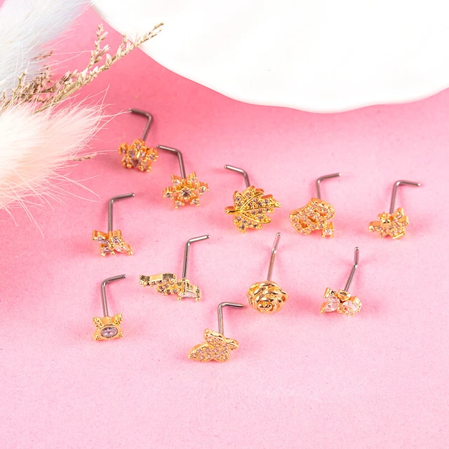 Zircon Butterfly Rose Crown Snake Nose Rings Nose Piercing Stainless Steel N,SA