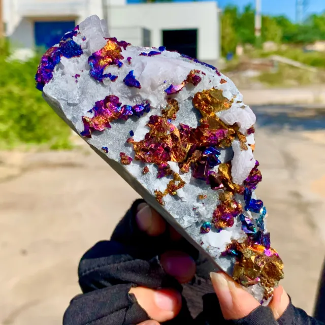 390G Natural Colorful Chalcopyrite Calci Crystal ClustRare Mineral Specimen