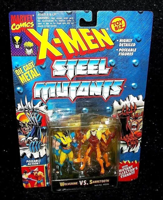 X-Men SABRETOOTH VS WOLVERINE Die-Cast STEEL MUTANTS Action Figures Toybiz MOC