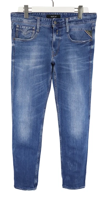 REPLAY ANBASS JEANS Herren W33/L32 Blau Neu Slim Fit