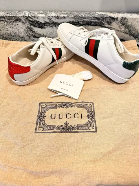 Gucci Shoes Women's Ace Golden Bees Supreme Leather Sneakers White Size 7 us