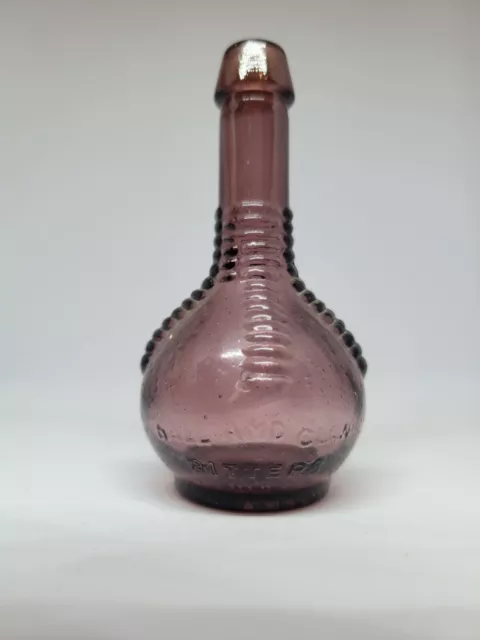 Vintage Wheaton Purple Glass Ball and Claw Bitters Bottle With Cork Stopper