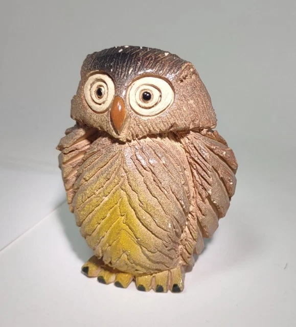 Vintage Signed AR Artesania Rinconada Clay Owl Figurine 3" Uruguay Art Pottery