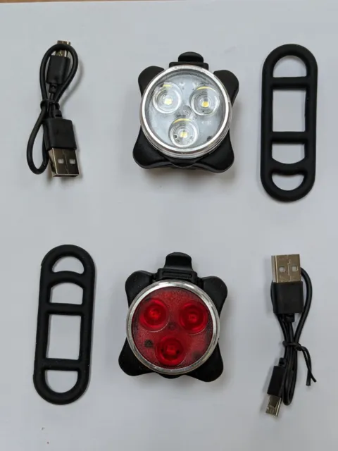 Bike Light Set, Super Bright USB Rechargeable Bicycle Lights, Waterproof  & Belt
