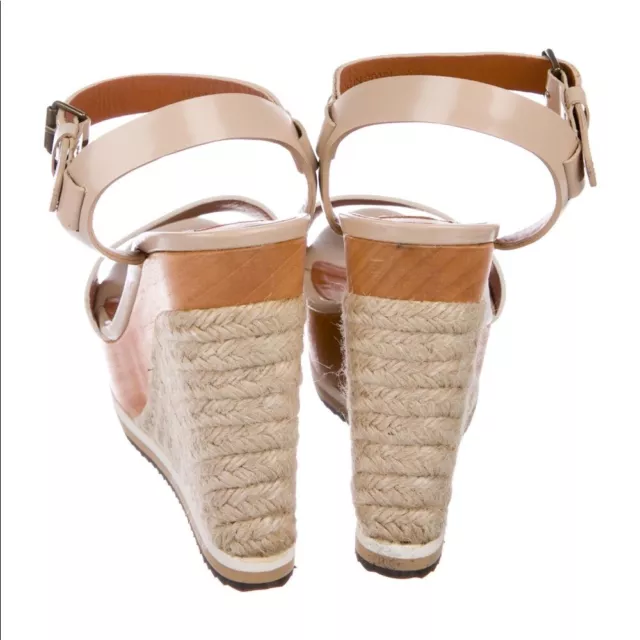 Lanvin cream leather espadrille wedge sandals 40 2
