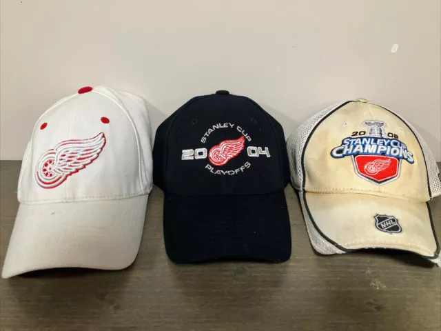 Lot Of 3 Detroit Red Wings Stanley Cup Champions 08 CCM New Era NHL Hat Flex Fit