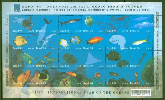 Brasilien 1998 - Fische Seestern Delfin Rochen Qualle Barrakuda - Nr. 2826-49 **