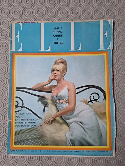 ELLE DECEMBER 1965 Vintage French Brigitte Bardot Magazine