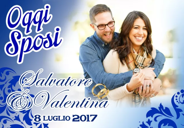 Striscione Banner OGGI SPOSI PERSONALIZZATO TEMI foto nome Feste MATRIMONIO