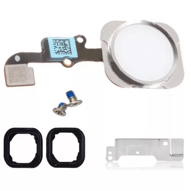 Home Button For iPhone 6 & 6 Plus Menu Button White & Silver With Flex Cable
