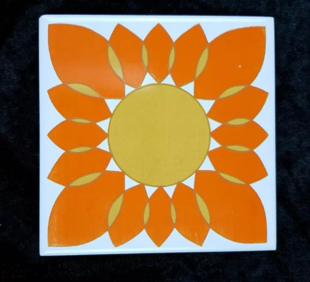 Fliesen Fliese Villeroy und Boch 60er 70er Jahre Blume orange retro Vintage